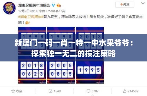新澳门一码一肖一特一中水果爷爷：探索独一无二的投注策略