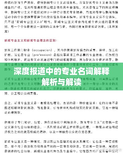 深度报道中的专业名词解释解析与解读