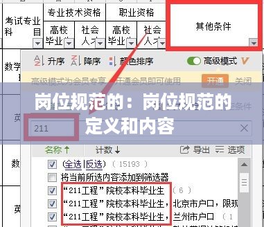 岗位规范的：岗位规范的定义和内容 
