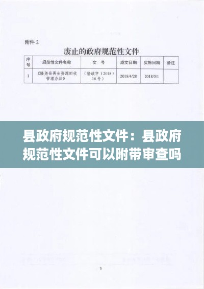 县政府规范性文件：县政府规范性文件可以附带审查吗 