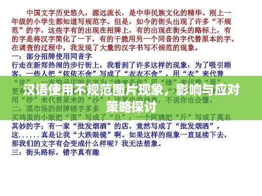 汉语使用不规范图片现象，影响与应对策略探讨