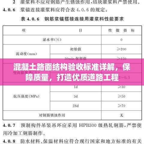 混凝土路面结构验收标准详解，保障质量，打造优质道路工程