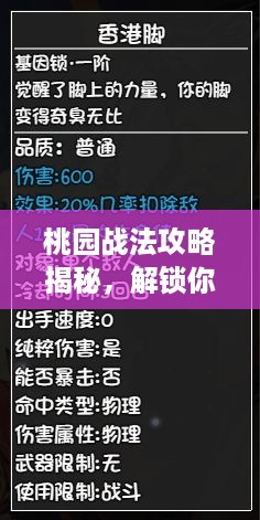 桃园战法攻略揭秘，解锁你的战略技巧，视频教程助你轻松掌握！