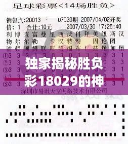 独家揭秘胜负彩18029的神秘面纱