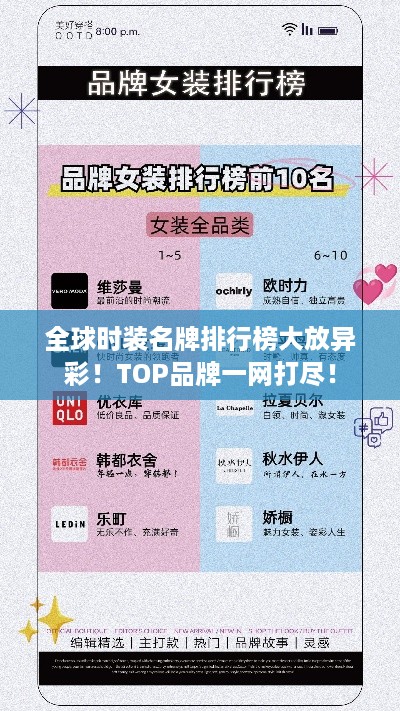 全球时装名牌排行榜大放异彩！TOP品牌一网打尽！