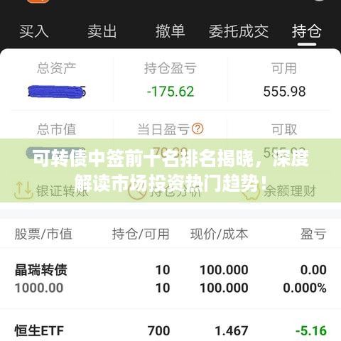 可转债中签前十名排名揭晓，深度解读市场投资热门趋势！