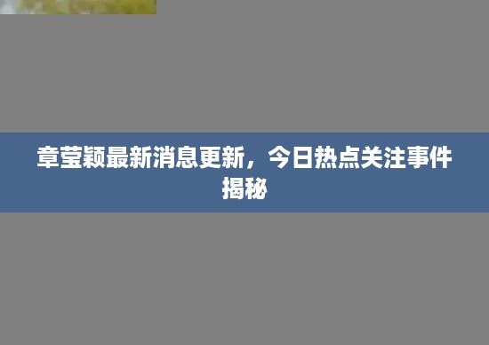 章莹颖最新消息更新，今日热点关注事件揭秘