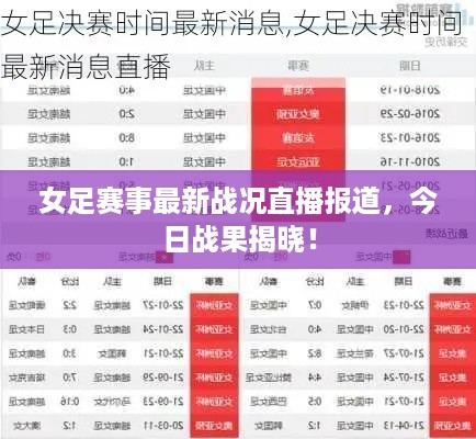 女足赛事最新战况直播报道，今日战果揭晓！