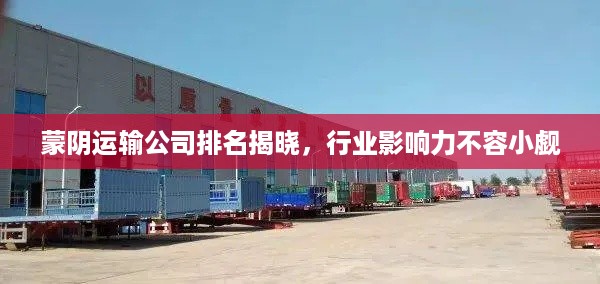 蒙阴运输公司排名揭晓，行业影响力不容小觑