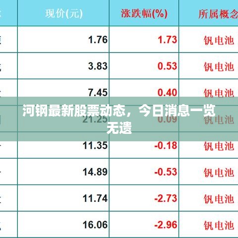 河钢最新股票动态，今日消息一览无遗
