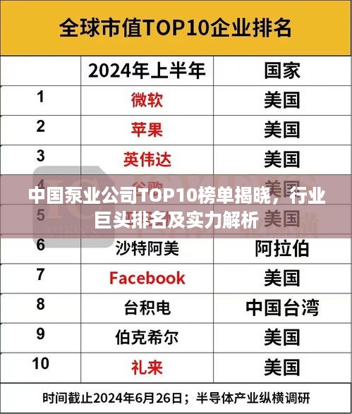 中国泵业公司TOP10榜单揭晓，行业巨头排名及实力解析
