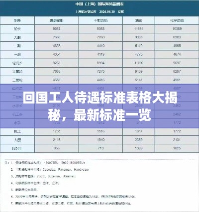 回国工人待遇标准表格大揭秘，最新标准一览