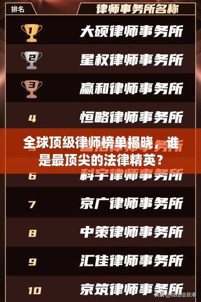 全球顶级律师榜单揭晓，谁是最顶尖的法律精英？