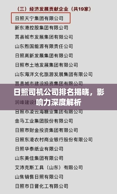 日照司机公司排名揭晓，影响力深度解析