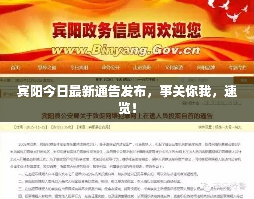 宾阳今日最新通告发布，事关你我，速览！