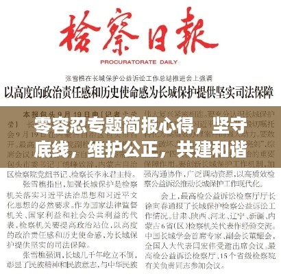 零容忍专题简报心得，坚守底线，维护公正，共建和谐社会