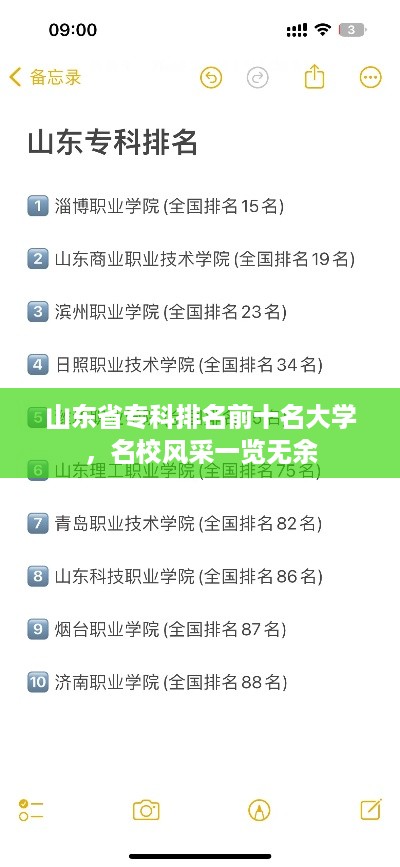 山东省专科排名前十名大学，名校风采一览无余