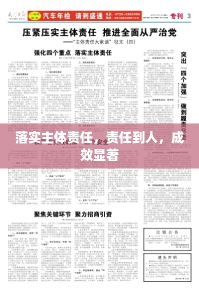 落实主体责任，责任到人，成效显著