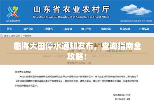 临海大田停水通知发布，查询指南全攻略！